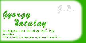 gyorgy matulay business card